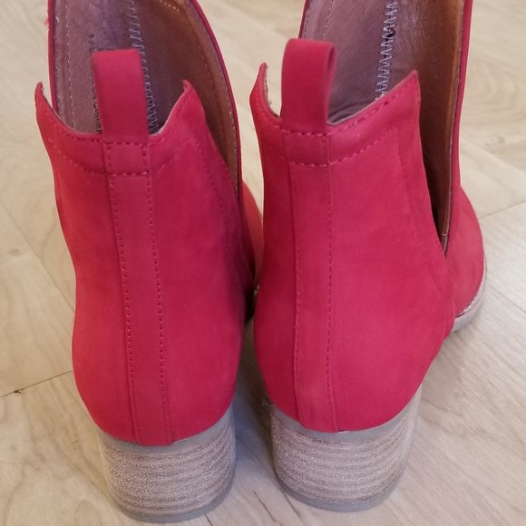 Jeffrey Campbell Oriley Red Nubuck Leather Booties Sz 8 - Picture 3 of 5